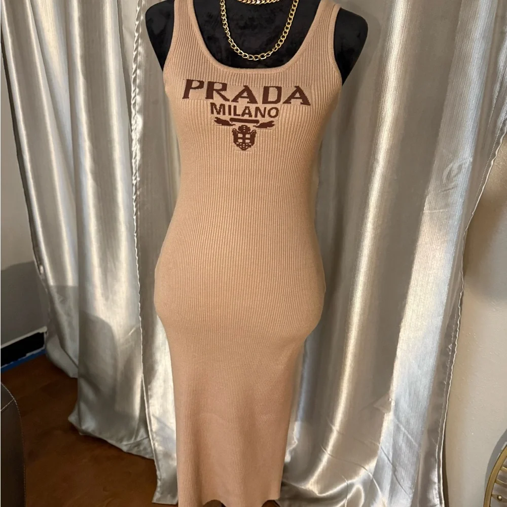 Prada Tan Midi Dress - Picture 4 of 6